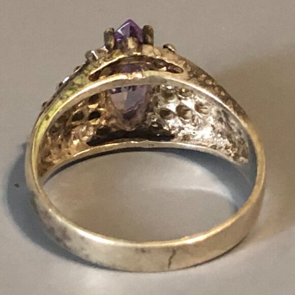 Sterling Silver Amethyst DQ CZ Ring Size 7 3/4 - Picture 4 of 4